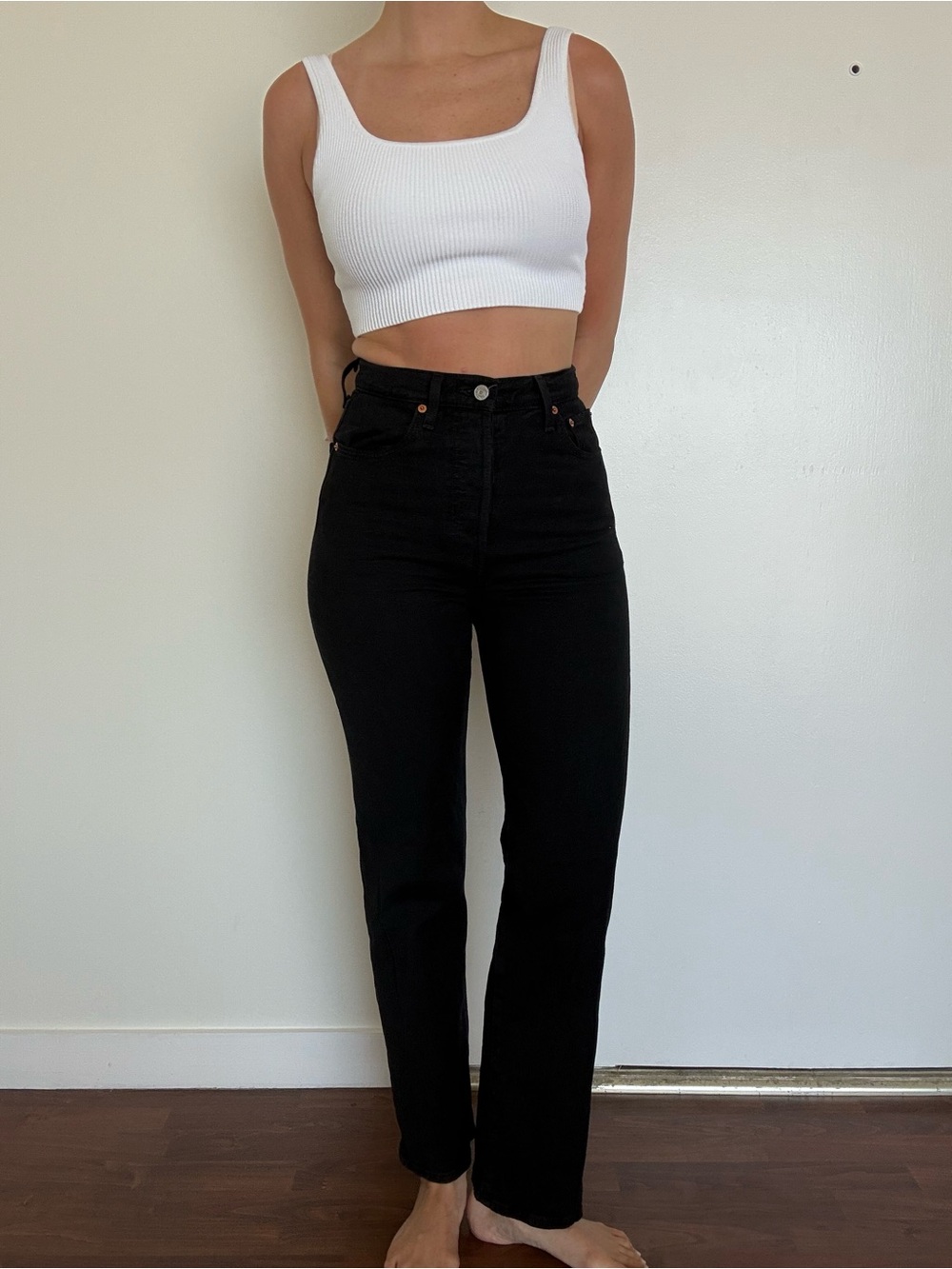 Levi's Black High-Rise Straight Leg Jeans